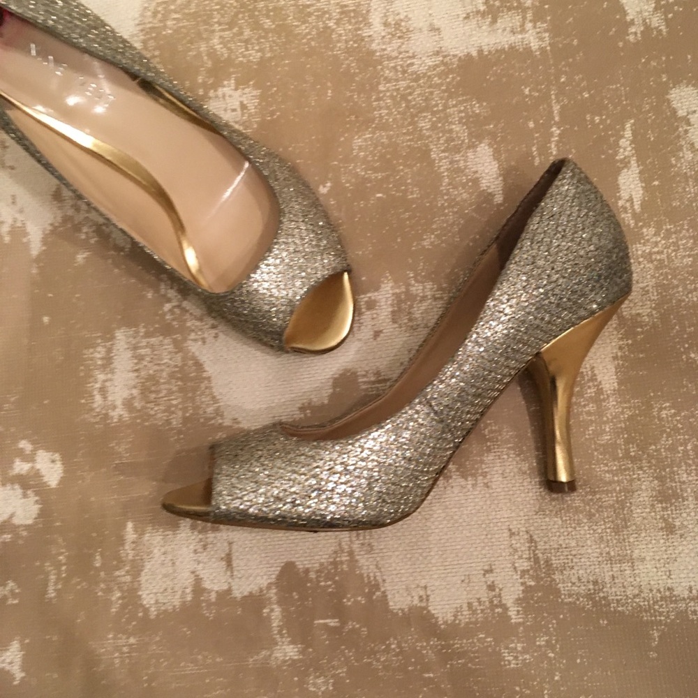 Gold Peep Toe Heal